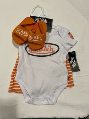 Von Dutch 2pc Set  White & Orange Baby with Orange Sandals